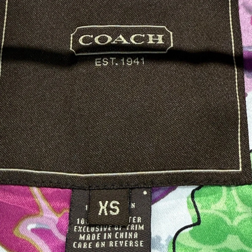 Coach Rain Coat Magenta Floral Lined Button Front Jacket Coat XS READ‎